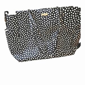 KATE SPADE Laurel Way musical Polka Dot Baby Diaper Tote Bag. Black/White